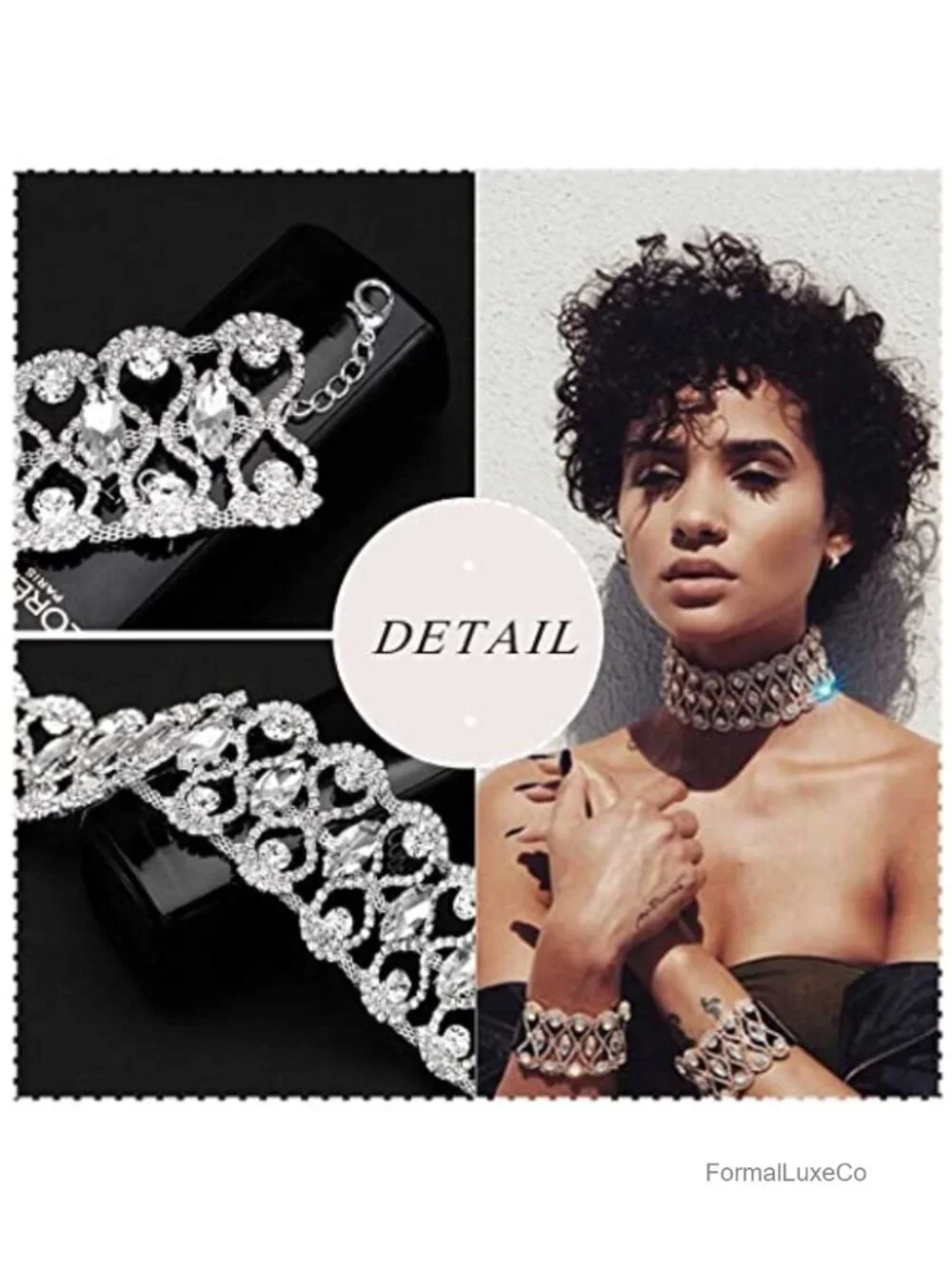 Rhinestone Choker Necklace Crystal Collar Bridal Sparkly Jewelry